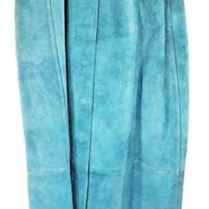 SKIRT, SUEDE, MISSES MEDIUM, TURQUOISE, LONG LENGTH, FULL DOMED FRONT, LINED